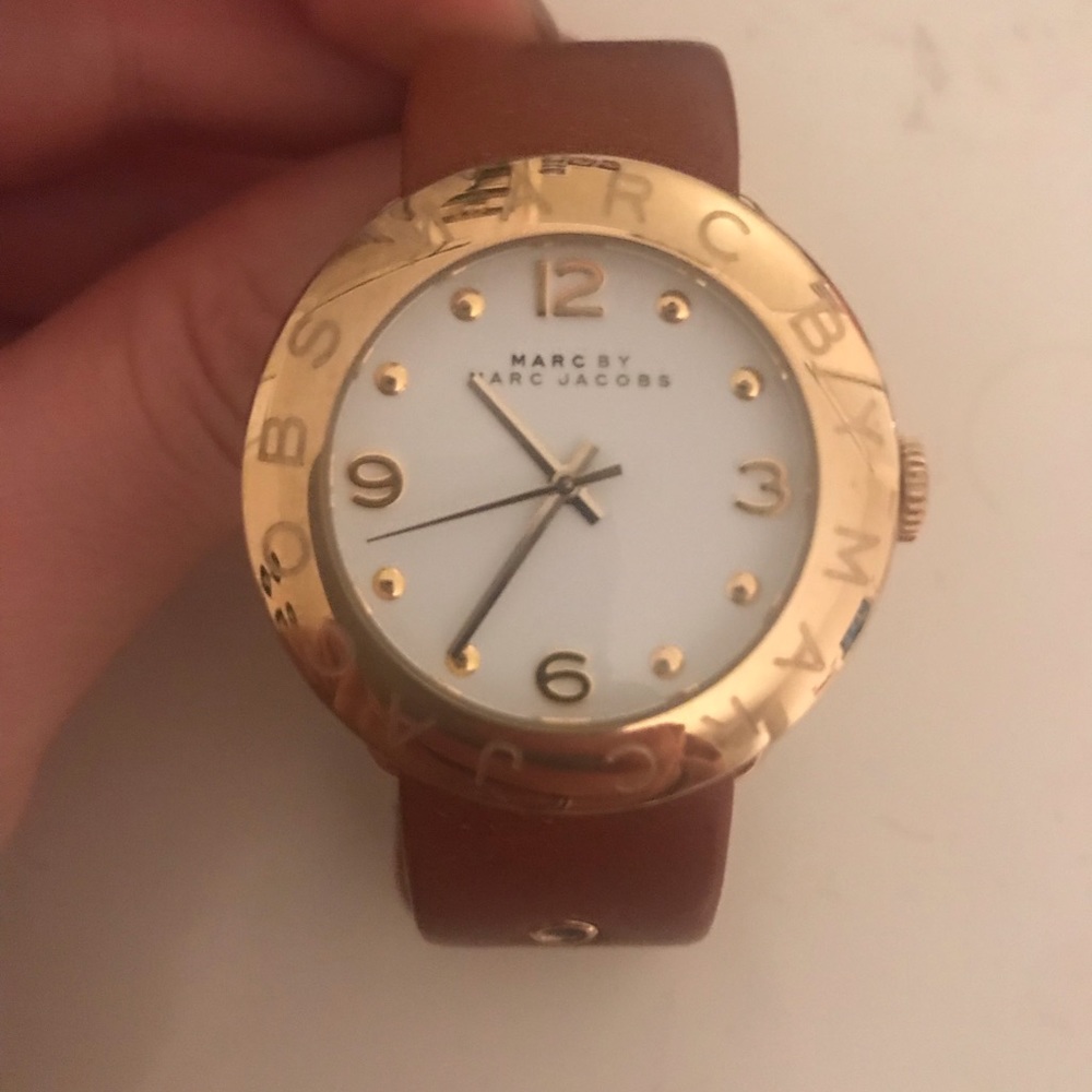 Marc by Marc Jacobs brown and gold leather watch